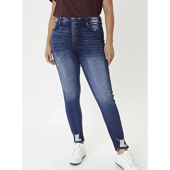 KanCan Denim - NWT KanCan High Rise Super Skinny Jeans Button Fly Dark Denim Plus Size 3XL